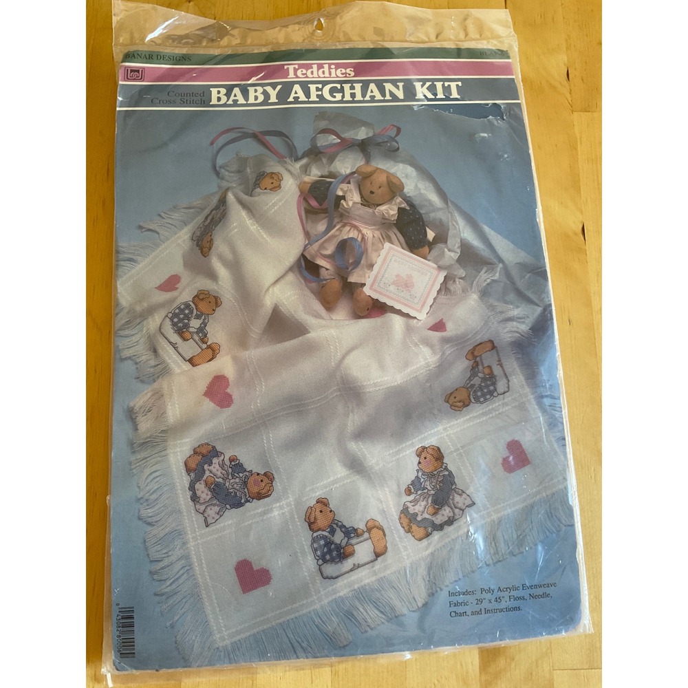 Banar Designs Teddies Counted Cross Stitch Baby Afghan Kit Vintage Bears BLAF-6